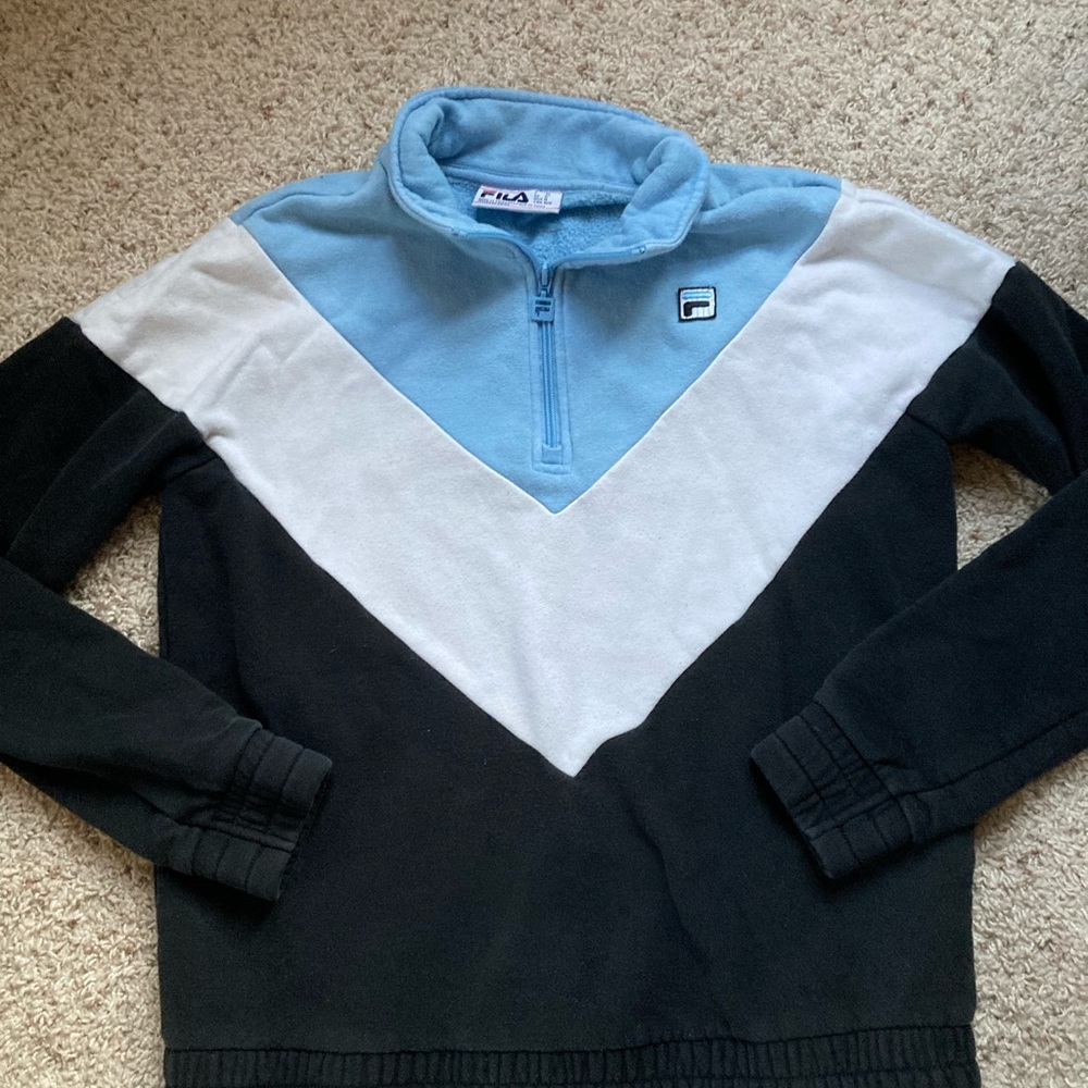 Fila Women's Color Block Sweatshirt - Black, White, Light Blue